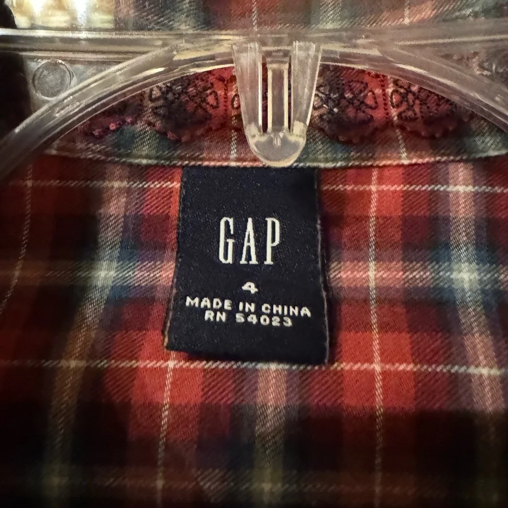 Gap Red & Blue Plaid Western Pearl Snap Long Sleeve Shirt Size 4 Vintage Y2K - Picture 5 of 5